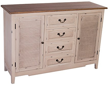 Kommode Esberg Holz Vintage Look antikweiß Landhaus Sideboard