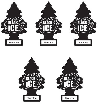 LITTLE TREES Car Air Freshener I Hanging Tree Provides Long Lasting Scent for Home & Office | Automatic Air Freshener | Auto or Home I Air Freshner Black Ice - Pack of 5
