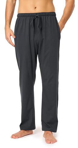 Timone Herren Schlafanzugshose Lang Pyjamahose aus Baumwolle Freizeithose Schlafhose Loungewearhose mit Taschen Nachtwäsche Hose für Herren Sleepwear TPP-001 (Anthrazit (070749), L)