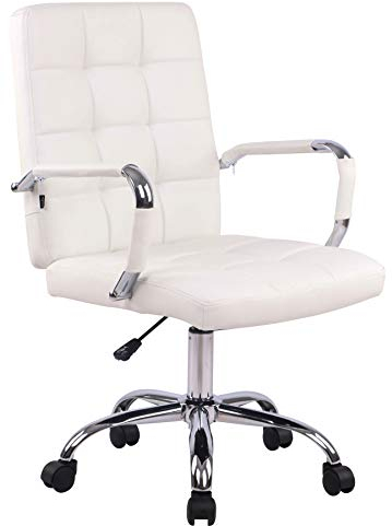 CLP Bürostuhl mit Lehne Deli Pro Kunstleder, Schreibtischstuhl höhenverstellbar drehbar, Farbe:weiß