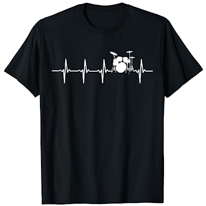 Schlagzeug T-Shirt für Drummer - Herzschlag EKG Motiv T-Shirt