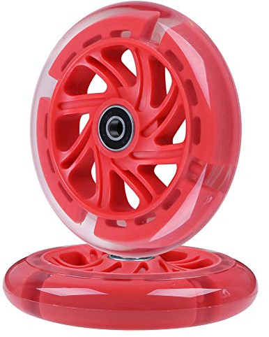 AOWISH 120 mm beleuchtete Scooter-Räder, 120 mm x 24 mm, LED-Blitz-Vorderräder, Ersatz mit Kugellagern, ABEC-9 für Micro-Kickboard, 3-Räder (rot)
