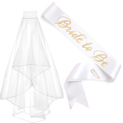 xo, Fetti Bachelorette Party Sash + Veil - Bride To Be | Bachelorette Party Decorations Kit - Sash for Bride | Bridal Shower Gift Supplies