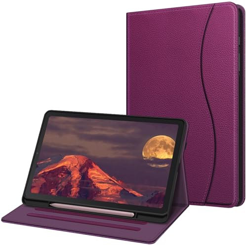 FINTIE Coque pour Samsung Galaxy Tab S6 Lite 10.4 Pouces 2024/2022/2020 - Housse Multipositions Etui avec Poche Frontale et Fonction Sommeil/Réveil Automatique, Violet Foncé