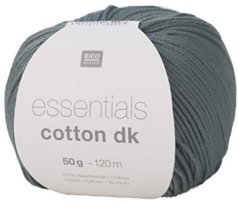 Rico Essentials Cotton DK Petrol (106), klassisches Baumwollgarn zum Häkeln oder Stricken