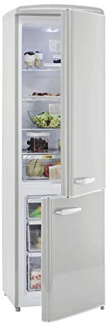 Exquisit Retrokühlschrank RKGC250-70-H-160E grau | Standgerät | 244 l Volumen | Grau | LED Licht | Retro Style | Kühlen und Gefrieren | Glasablagen | Gemüsefach