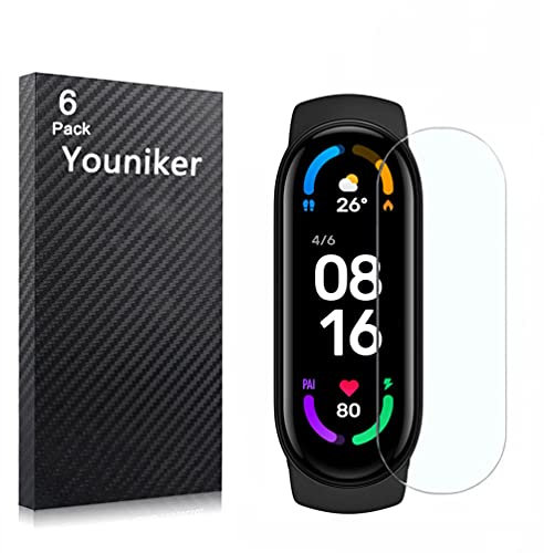 Youniker 6 Unidades Protector de Pantalla Compatible with Xiaomi Mi Band 6 Smart Bracelet Smartwatch HD Claro Suave Protector No Vidrio Alta Definicion