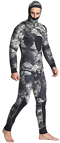 5 MM Neoprene Scuba Diving Neoprene Surf Camouflage Pesca subacquea Mute per subacquea con cappuccio 2 pezzi Attrezzatura subacquea