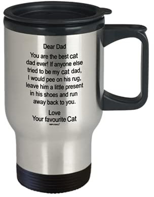 MIPOMALL Cat Dad Travel Mug, for Men, Gifts for Dad Daddy, Birthday Gifts for him on his Birthday, Christmas Presents from Daughter Son - Dear Cat Dad Pee