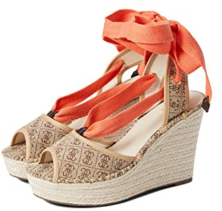 GUESS Sandali HalonaWedge Donna, Beige Marrone Chiaro, 5.5 UK