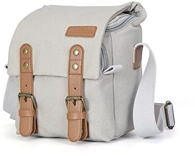 Bolso de hombro de lona gris retro impermeable antirrobo 2 maneras de usar bandolera al aire libre o bolsa de cámara para Olympus OM-D E-M5, OM-D E-M5 Mark II, OM-D E-M5 Mark III Camera