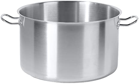 METRO Professional Casseruola alta, in acciaio inox, 22 L, adatta a forno fino a 240 °C e a cucine a induzione, argento