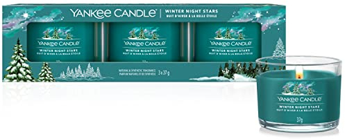 Yankee Candle Scented Candles Gift Set Winter Night Stars Filled Votive Snow Globe Wonderland Collection for Women 3 Count, 1721624E