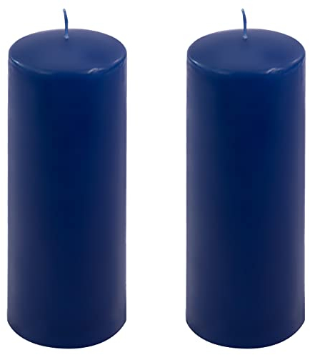 Stumpenkerze Höhe 20 cm Ø 7,5 cm lange Brenndauer Rund-Kerze Säulenkerzen Kerzen-Deko Tafelkerzen Weihnachts-Kerzen Hochzeit Xmas (blau, 2)