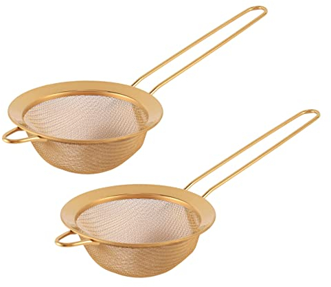 2X Acciaio Olio Oro Colino Farina Setacciare Setacciare Setaccio Filtro Farina di Caffè Strumenti di Cottura Mesh Cucina Utensili di Cottura S