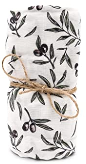 hutch&putch Mulltuch Bio Baumwolle 120x120cm - 100% Bio-Baumwolle - Spucktuch - Pucktuch - Kuscheltuch - Wickeltuch - Baby - Neugeborene - Geschenk zur Geburt (Olive Garden)