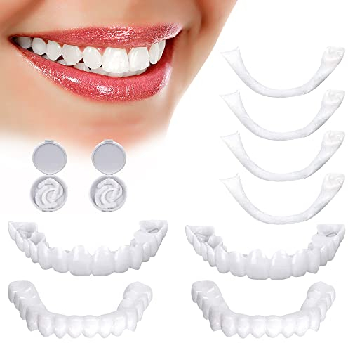 Jooheli 2 Paires Faux Dentier, Dentier Provisoire, Prothese Dentaire, Placages Instantanés Dentiers Naturels, Placages Cosmétiques Blanchissant les Dents pour les Mauvaises Dents