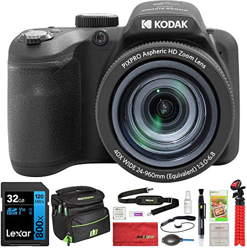 Kodak AZ405BK PIXPRO Astro Zoom 20MP Digital Camera 40X Optical Zoom 24mm Bundle with Lexar 32GB UHS-I SDHC Memory Card and Deco Gear Camera Bag, Lens Blower, Lens Pen, 12inch Tripod & More