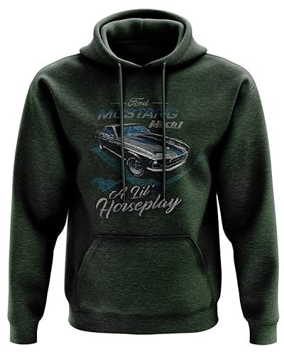 Ford Mustang Mach 1 Horseplay - Felpa con cappuccio da uomo, Verde militare., L