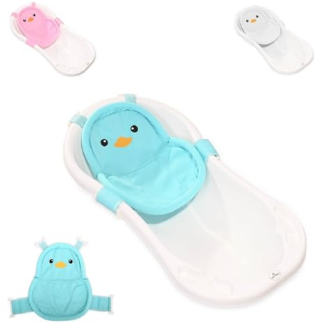 Lorelli Baby Badenetz Pinguin, Clips aus Kunststoff, Badewannennetz, ab Geburt blau