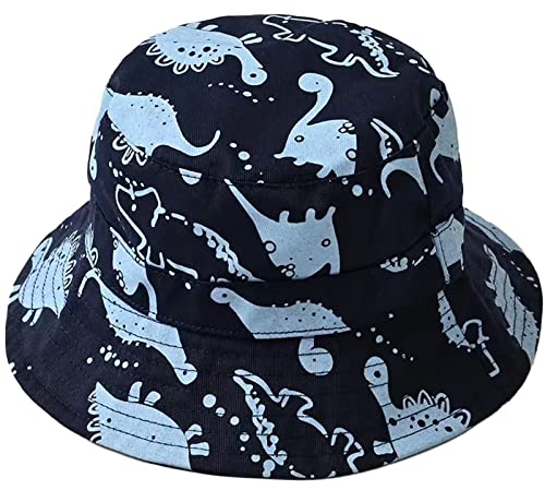 Unisex Kinder Sonnenhut Dinosaurier Marineblau Fischerhut Sommerhut für 4-8 Jahre Mädchen Jungen