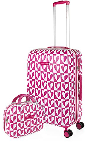 Agatha Ruiz de la Prada - Set Valigia Media e Valigia Bagaglio a Mano. Set Valigie Rigide per Viaggi Aereo - Set Trolley Valigia Rigida - Set Valigie Rigide con Lucchetto, Fucsia