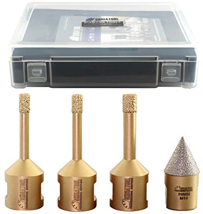 SHDIATOOL Diamond Core Drill Bit,Hole Saw Cutter 6/6/8MM/20MM Diamond Chamfer Bits M14 Thread for Concrete Granite Marble Porcelain Tile Masonry Brick,4PCS