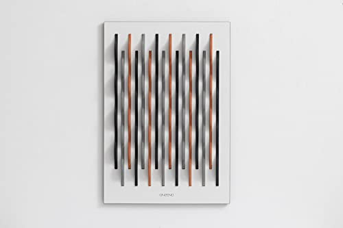 KunstLoft Wanddeko Holz rustikal | 100% HANDGEFERTIGT | 45x65x1,5cm | Holzbild 'The Wellness' | Geometrische Kunst | Orange Schwarz-Weiß | Wandbild Holz