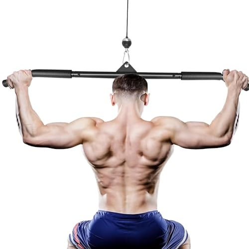 Taeku Latzugstange, Bizeps Stange Gerade Stange DIY Klimmzugstangen mit Handgriffen Latzug Pulldown Trainings Griff Krafttraining Anbaugeräte für Fitness (102cm)
