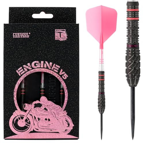 CUESOUL Engine V5 23g Stahlspitze, 90% Wolfram-Dart-Set mit Ölfarbe und vereinheitlichendem ROST T19 Carbon Flight
