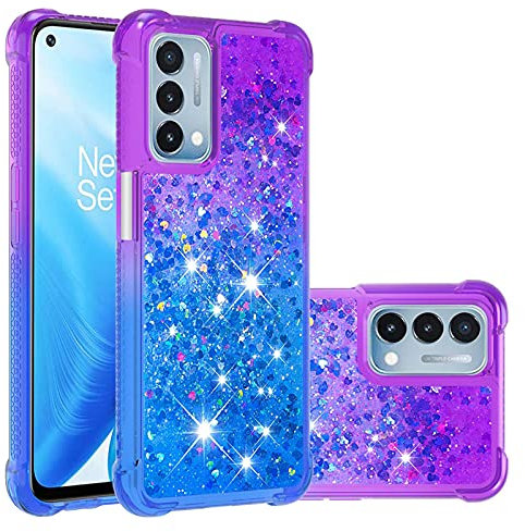 Fiokxie Coque Glitter Liquide pour Oppo A54 5G/ Oppo A74 5G, Brillante Paillette Quicksands Case Housse, Antichoc Anti-Rayures Protection Silicone Bumper pour Smartphone,Violet-Bleu