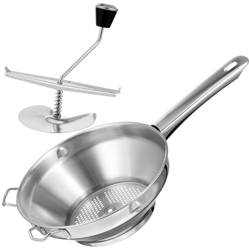 Amosfun Rotary Food Mill, Stainless Steel Potato Ricer, Manual Rotary Presser for Mashed Potatoes, Tomato Sauce, Baby Food