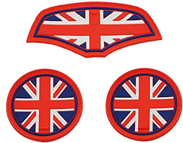 YSWOMOSKD Car Cup Coaster, Set of 3 Anti-Slip Coaster Storage Box Silicone Shockproof Mat for Mini Cooper Hatchback F55 F56 F57 Cup Holder Car Accessories(Union Jack)