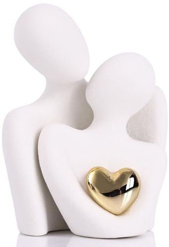 oliruim Statua in ceramica di coppia che si abbraccia, mini coppia in porcellana, regalo per matrimoni, anniversari, fidanzamenti, mensole per la casa e il soggiorno, ornamenti per coppie (12 cm