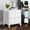 ELFORDSON White Bedside Table with 2 Drawers, Wooden Side Table, Wooden Nightstands Storage Unit for Living Room Bedroom Sofa Side, White