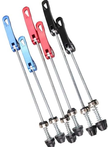 YETRNDK 3 Pair Bike Wheel Hub Skewers,Quick Release Bike Axle,Bicycle Wheel Nuts,Bike Skewers Ultralight Quick Release Skewers, for Road Bike,Mountain Bike(Black + Red + blue)