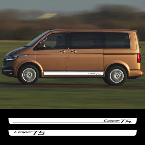 LYABYT 2 STÜCKE Streifen Grafik Vinyl Aufkleber Karosserie Seitenschweller Aufkleber, für VW Transporter Camper T5 Vw Auto Decor Zubehör
