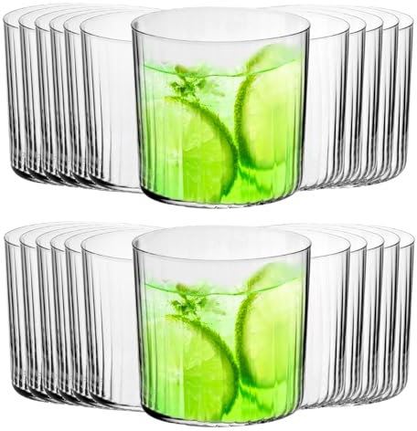 KIAPPO Strukturierte Gläser 410 ML 24 Stk - Cidergläser, Ideal für Getränke, Whiskey, Cocktails - Spülmaschinengeeignet und Hochwertige Trinkgläser