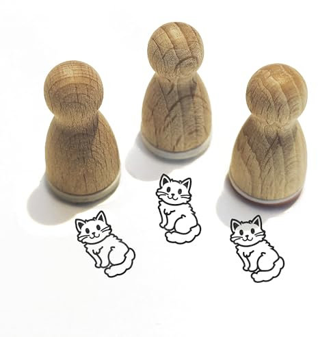 Stemplino® Ministempel - Motiv Tiere - 12mm Durchmesser - Holzstempel Kinder Schule Stempel Bullet Journal Stempel mit Tiermotive Stempel (F037)