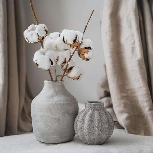 artissimo, Glasbild, 30x30cm, AG5620A, Blumen und Gräser: modernes Stilleben in beige und grau III, Bild aus Glas, Wandbild Wohnzimmer modern, weiß, hell