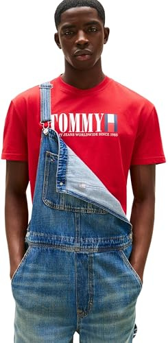 Tommy Jeans Herren TJM Reg DNA Flag Tee EXT Dm0dm21941 S/S T-Shirt, Red (Sapphire Red), 3XL Große Größen EU
