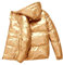 RUMAOZIA Daunenjacke Herren Glänzend Bubble Jacket Kapuzenjacke Einfarbig Stehkragen Thermojacke Warm Gepolstert Wanderjacke Zipper Jacke Mode Golden Silber Glänzender Steppjacke Winterjacke