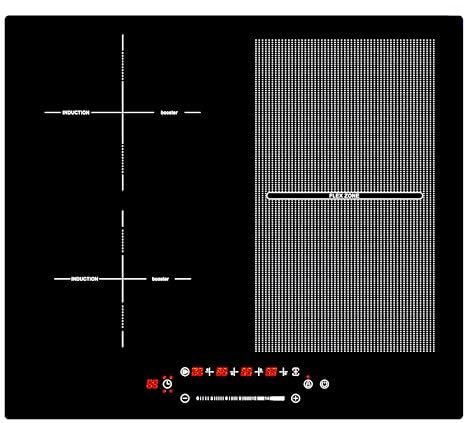 Acopino Induktionskochfeld 60 cm – autarkes Glaskeramik Kochfeld mit FlexZone, 4 Kochzonen, Touch-Bedienung, Power Booster, Timer & Kindersicherung, rahmenlos, schwarz