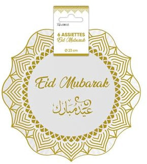 SV SURPRISEZ-VOUS - 6 Assiettes Carton Eid Mubarak 23CM Or