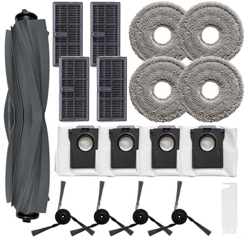 Filter Mop Tuch Staubbeutel Seitenbürste Kit für MOVA für P50 Pro/Ultra - Hochwertiges Nylon + Kunststoff + Mikrofaser + Vliesstoff + Filterpapier, 4X Filter, 4X Mops, 4X Beutel, 4X Bürsten, 1X