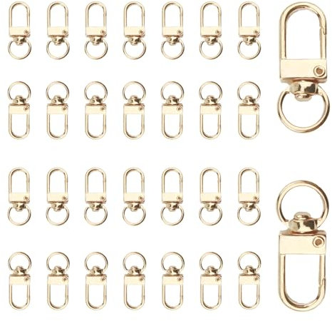 30 Stück Schlüsselanhänger Karabiner Gold, 360° drehbare Schlüsselringe für DIY-Projekte, Schmuckherstellung, Rucksäcke und Handtaschen,Karabiner Klein