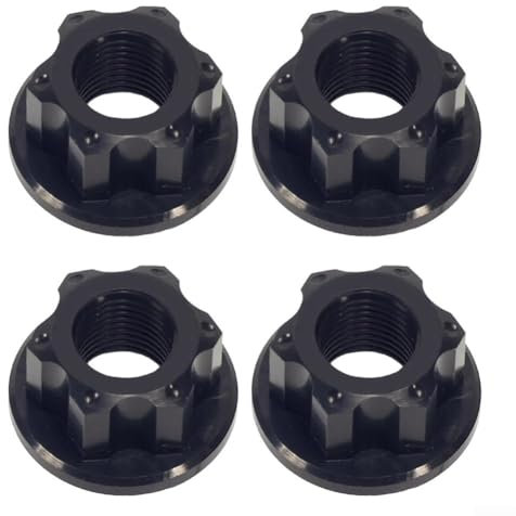 WIIYENA 4 tuercas de rueda de pista para bicicleta Fixie M10 Tornillo de eje para buje trasero, titanio para eje delantero y trasero de bicicleta de montaña (negro)