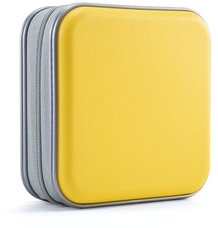 UENTIP CD-Hülle mit 48 Kapazitäten, tragbare DVD-Hülle aus Hartplastik, CD-Organizer, Brieftasche, schützende DVD-Aufbewahrung (gelb, 48)
