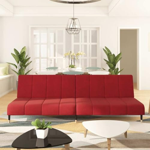 ChicAbode Schlafsofa Sofabett Gästesofa Schlafcouch Schlafsofa Bettsofa 2-Sitzer Weinrot Samt