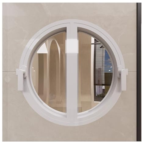 Ventanas Batientes Ventana Redonda Con Marco De Aluminio, Ventana Abatible De Vidrio Templado, Ventana De Ventilación De Repuesto, Ventana De Ático Para Decoración De Hogar Y Tienda(White,60cm/23.63in